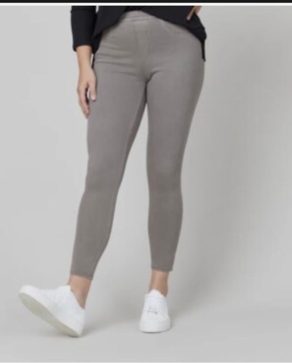 Spanx Jean-ish Ankle Leggings Washed Gray Taupe Denim Jeggings L